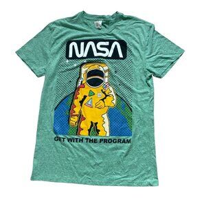 Threadfast Nasa Get with the Program Space T-Shirt Men's Medium Green Astronaut